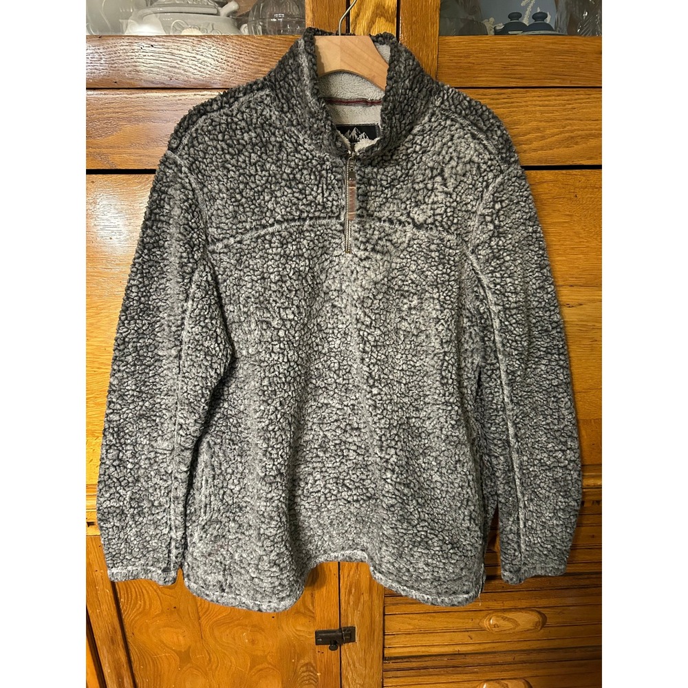 Grizzly Sherpa Granola Athleisure Gray Frost Quarter Zip Fleece Pullover Jacket